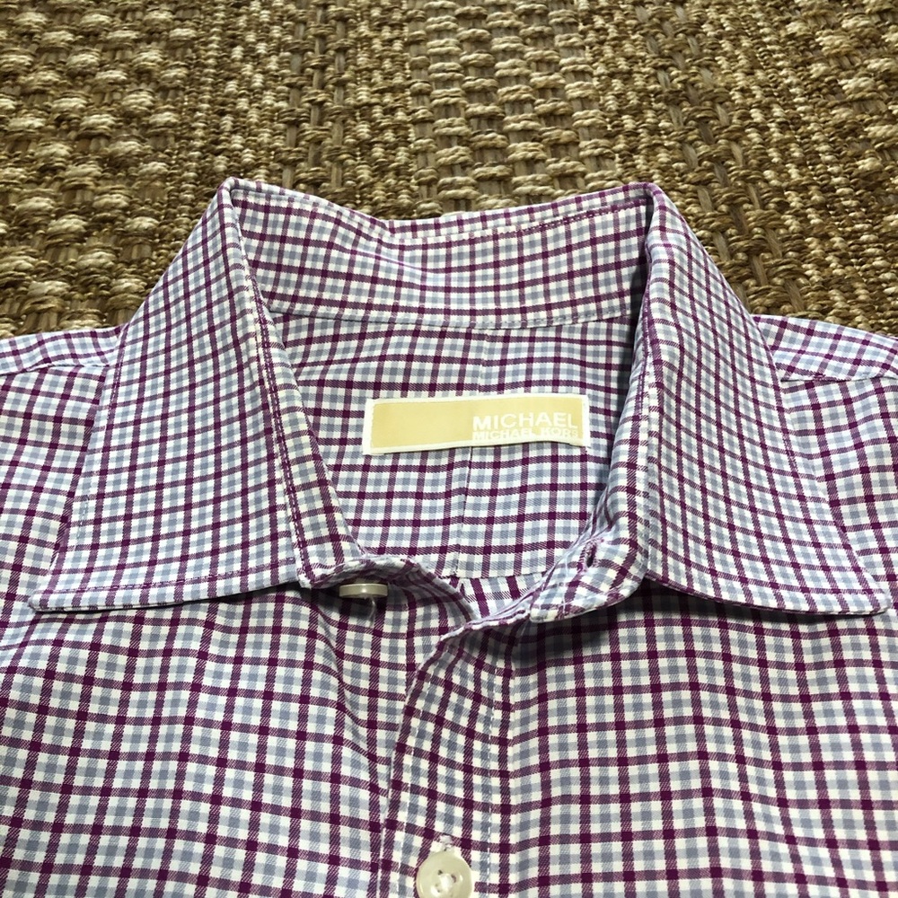 MICHAEL KORS Plaid Fuchsia‎ & Purple Shirt - Picture 8 of 11